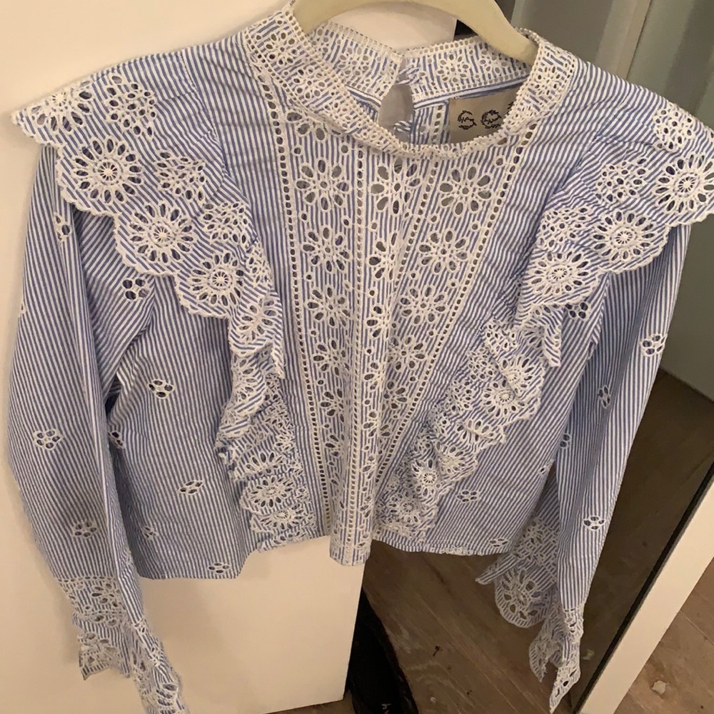 SEA blue and white top